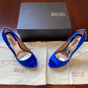 Badgley Mischka Kiara Embellished Royal Blue Heels